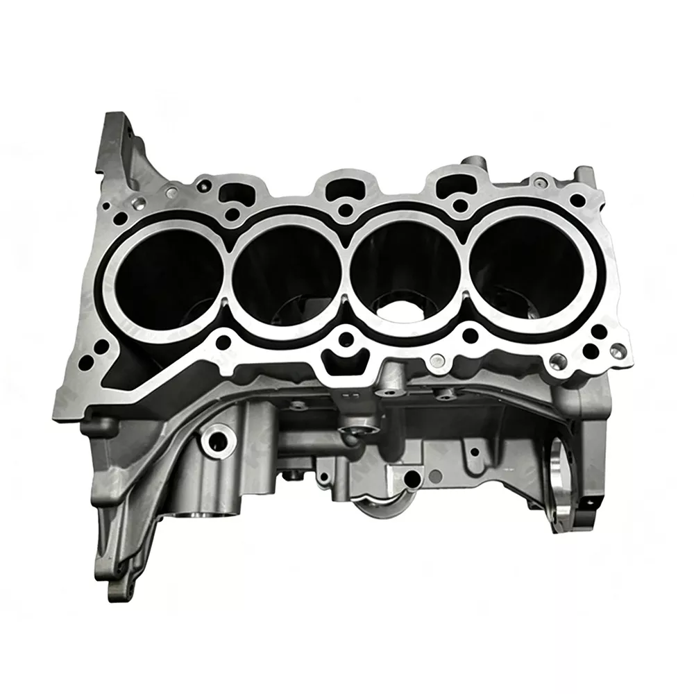 Hyundai Kia 4-cylinder engine block OEM casting — cylinder bores, main bearing saddles and oil gallery visible for G4NA 2.0L engine wholesale export