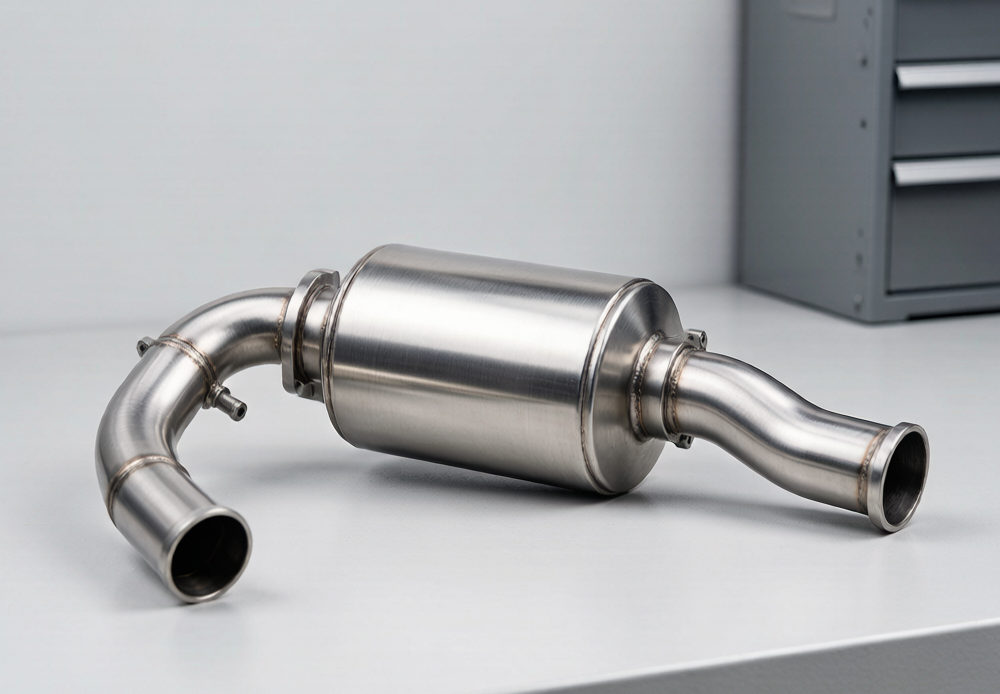 Hyundai Kia exhaust muffler assembly — stainless steel silencer with inlet and outlet pipes wholesale from Kingmay Auto Parts China