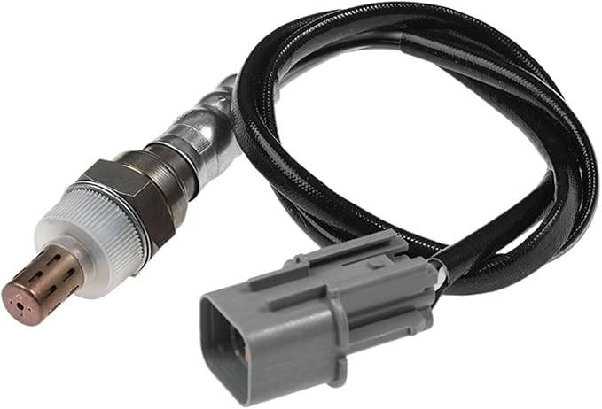 Kia Sportage oxygen sensor lambda probe — upstream pre-catalytic converter position with grey 4-pin connector and braided heat shield cable for wholesale export from China