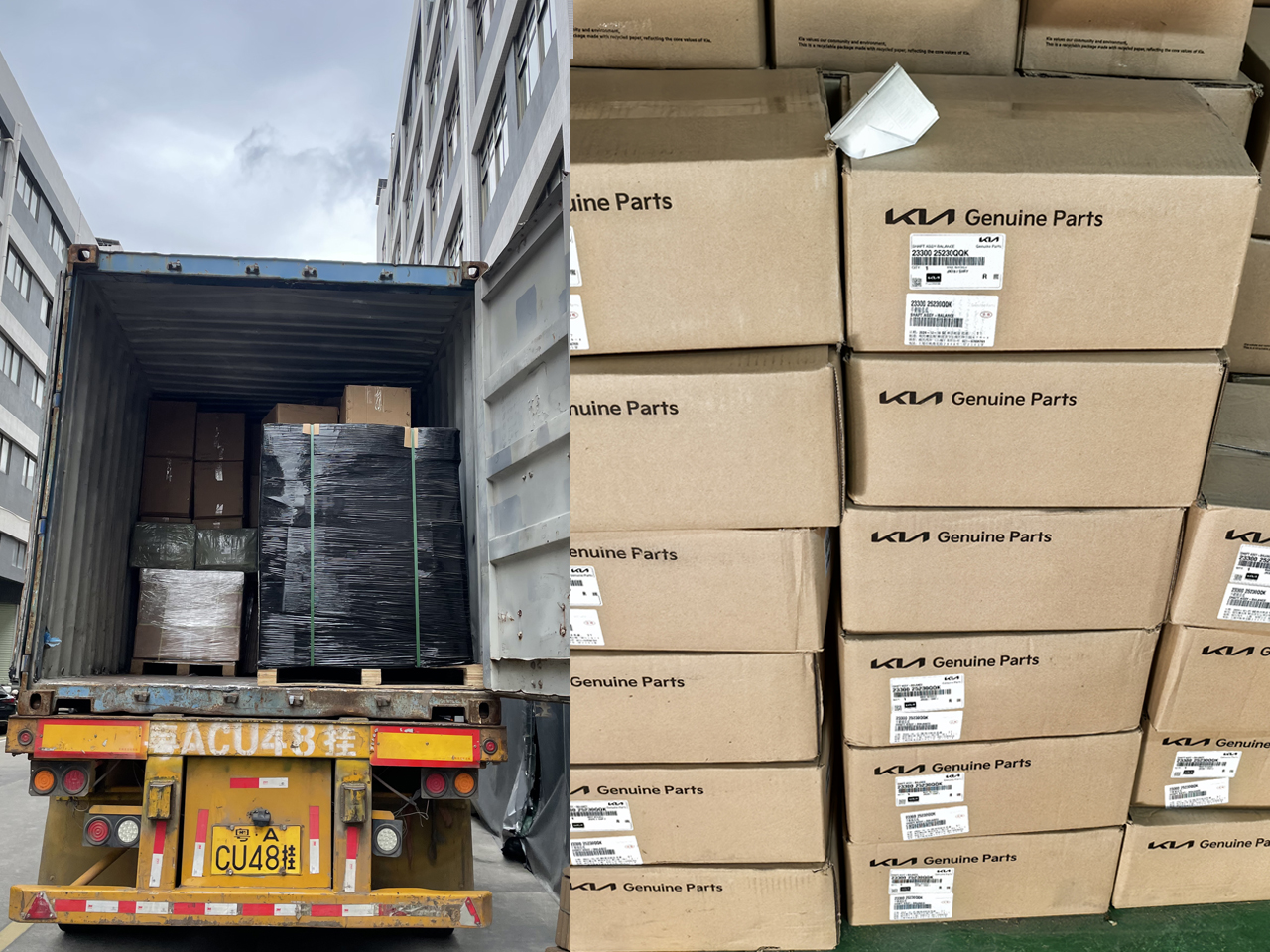 Sealed container ready for ocean freight departure with auto parts order