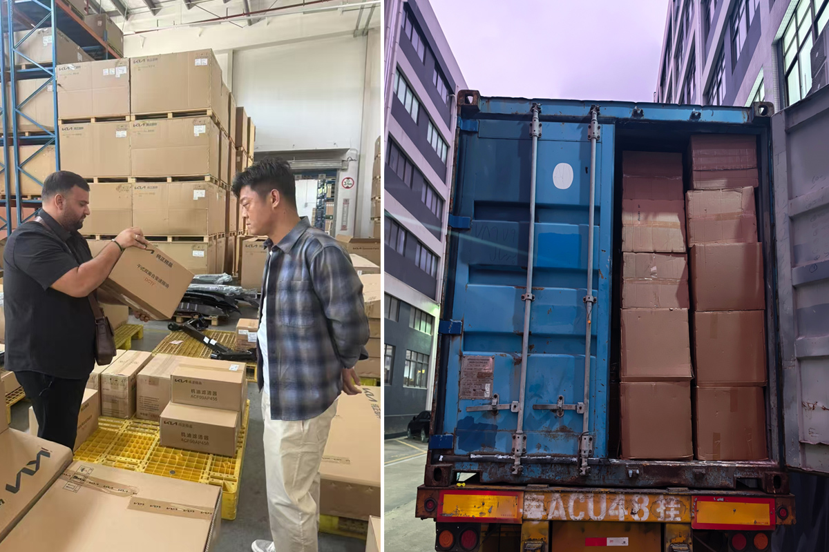 Auto parts container loading at Nansha Port